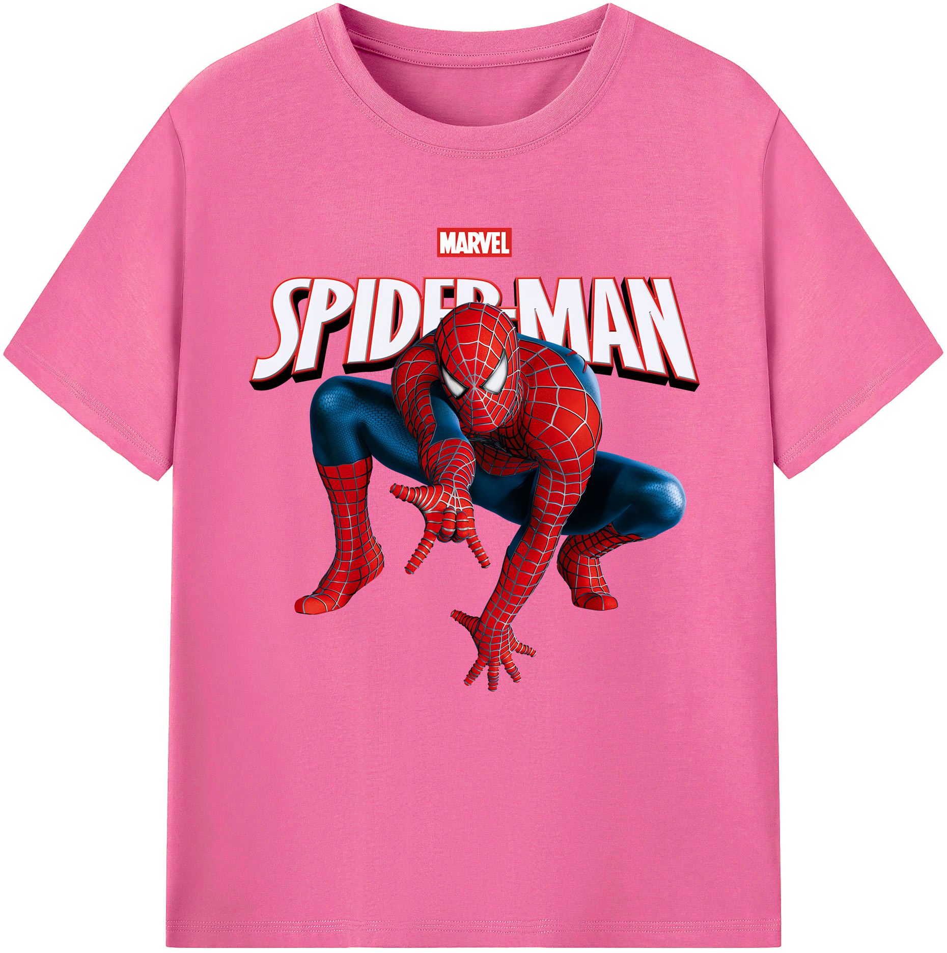 （画像用） Spider Man スパイダーマン レディースカジュアルプリントTシャツ（綿100％）